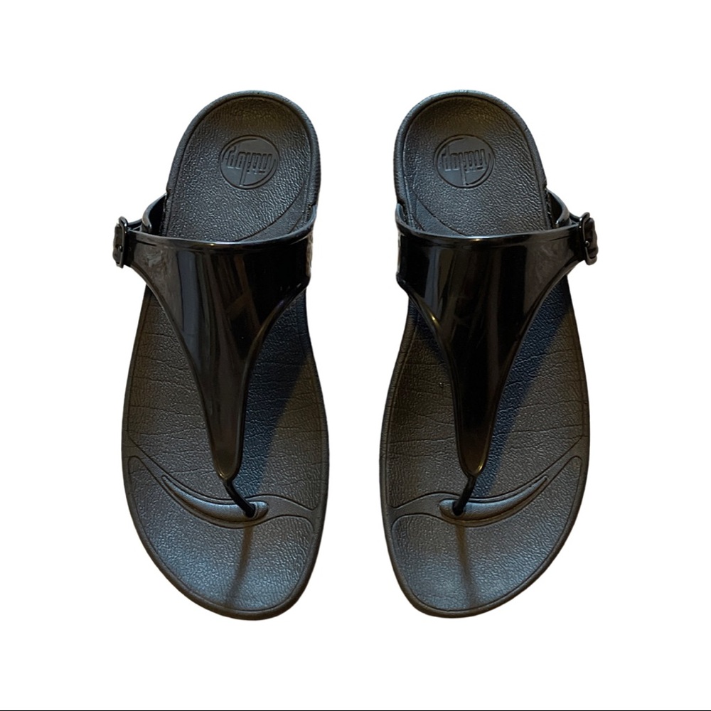 FitFlop Women's Superjelly Rubber Flip Flops Jelly Sandal STYLE 403 Black
